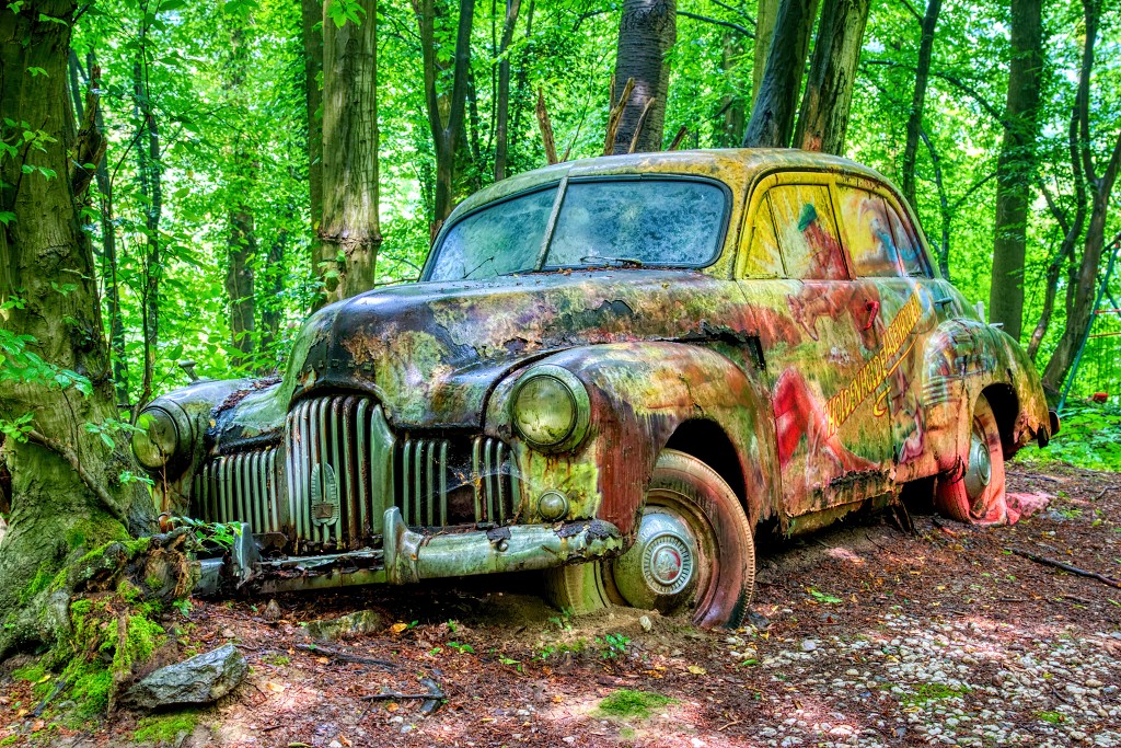 HDR Auto Skulpturen Park museum Neandertal oldtimer urbex decay abandoned derelict abandonne Michael Fröhlich froehlich Duitsland deutschland kunst art